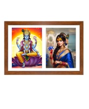 Lord vishnu and rukmini Photo Frame - 11x15Inches - Spiritual Artwork for Home Wall Decoration, Puja Room and Office Decoration and Gifting 