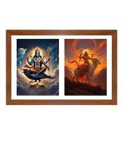 Shani and Mangal Photo Frame - 11x15Inches - Spiritual Artwork for Home Wall Decoration, Puja Room and Office Decoration and Gifting 