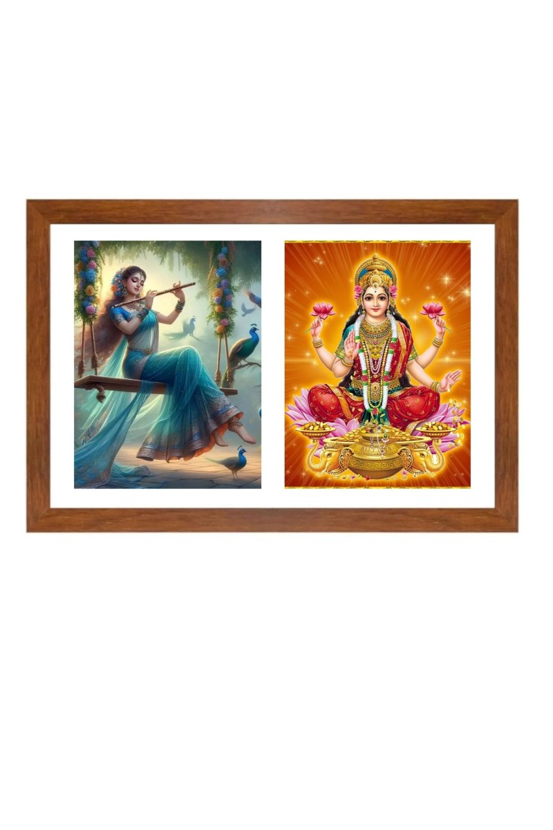 Radha and lakshmi Photo Frame - 11x15Inches - Spiritual Artwork for Home Wall Decoration, Puja Room and Office Decoration and Gifting 