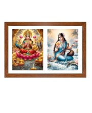 Lakshmi and ganga Photo Frame - 11x15Inches - Spiritual Artwork for Home Wall Decoration, Puja Room and Office Decoration and Gifting 