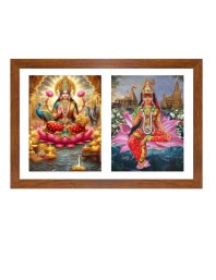 lakshmi and rukmini Photo Frame - 11x15Inches - Spiritual Artwork for Home Wall Decoration, Puja Room and Office Decoration and Gifting 