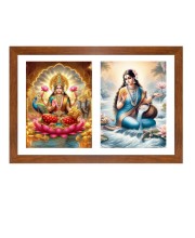 Lakshmi and ganga Photo Frame - 11x15Inches - Spiritual Artwork for Home Wall Decoration, Puja Room and Office Decoration and Gifting 