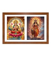 Lakshmi and durga maa Photo Frame - 11x15Inches - Spiritual Artwork for Home Wall Decoration, Puja Room and Office Decoration and Gifting 