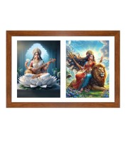 Saraswathi and uma Photo Frame - 11x15Inches - Spiritual Artwork for Home Wall Decoration, Puja Room and Office Decoration and Gifting 