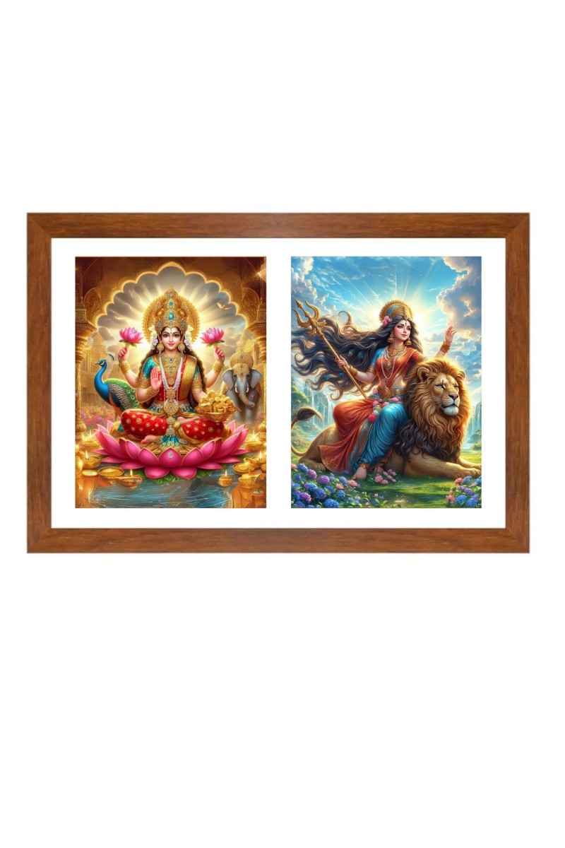 Lakshmi and  uma Photo Frame - 11x15Inches - Spiritual Artwork for Home Wall Decoration, Puja Room and Office Decoration and Gifting 