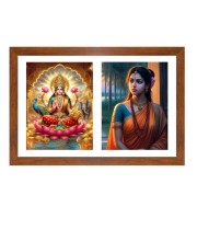 Lakshmi and sita Photo Frame - 11x15Inches - Spiritual Artwork for Home Wall Decoration, Puja Room and Office Decoration and Gifting 