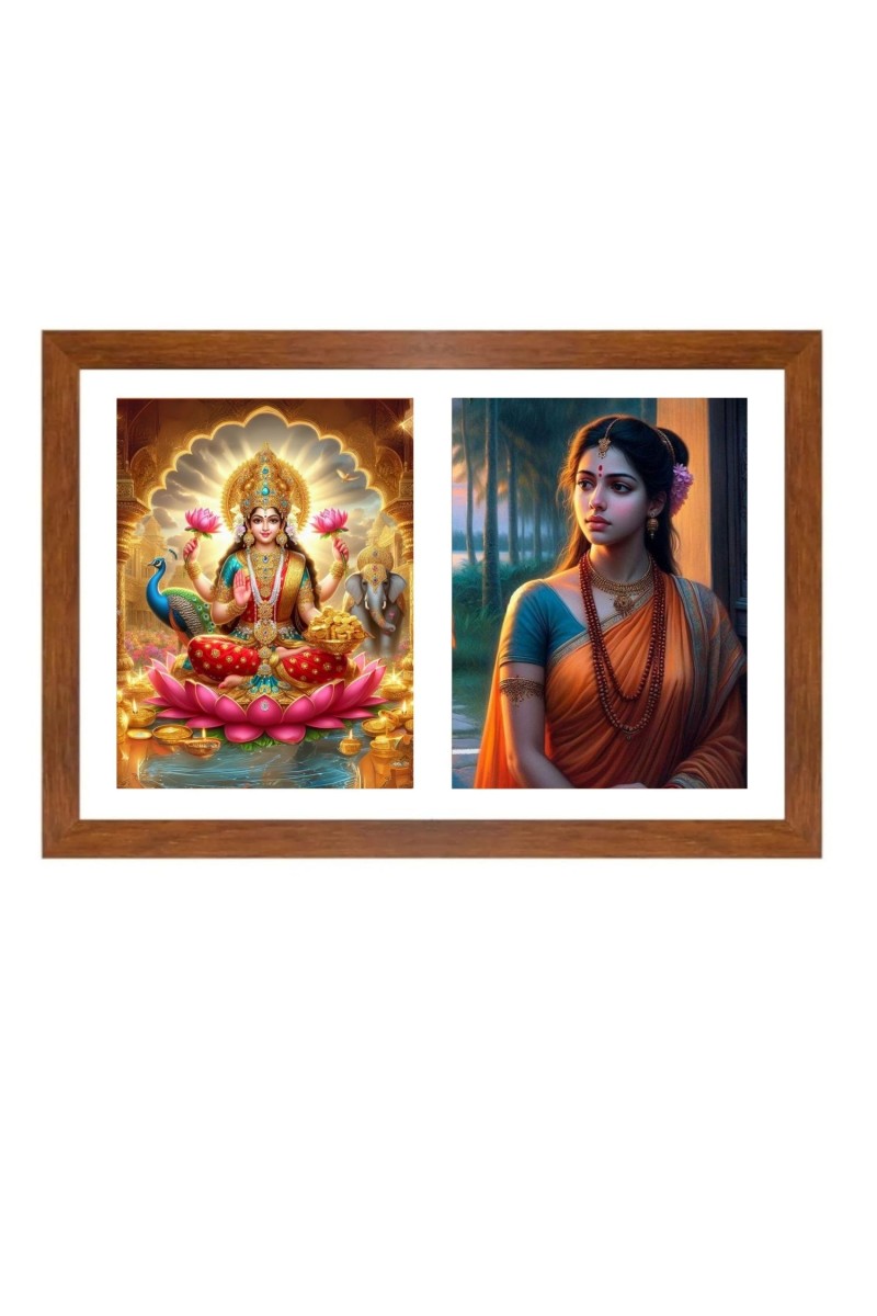 Lakshmi and sita Photo Frame - 11x15Inches - Spiritual Artwork for Home Wall Decoration, Puja Room and Office Decoration and Gifting 