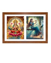 Lakshmi and radha Photo Frame - 11x15Inches - Spiritual Artwork for Home Wall Decoration, Puja Room and Office Decoration and Gifting 