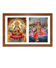 Lakshmi and Rukmini Photo Frame - 11x15Inches - Spiritual Artwork for Home Wall Decoration, Puja Room and Office Decoration and Gifting 
