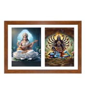 Saraswathi and kali Photo Frame - 11x15Inches - Spiritual Artwork for Home Wall Decoration, Puja Room and Office Decoration and Gifting 