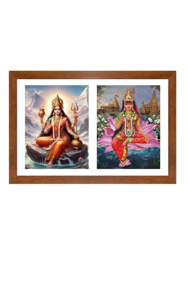 Parvathi and rukmini Photo Frame - 11x15Inches - Spiritual Artwork for Home Wall Decoration, Puja Room and Office Decoration and Gifting 