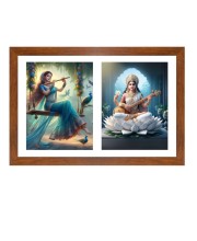 Radha and saraswathi Photo Frame - 11x15Inches - Spiritual Artwork for Home Wall Decoration, Puja Room and Office Decoration and Gifting 