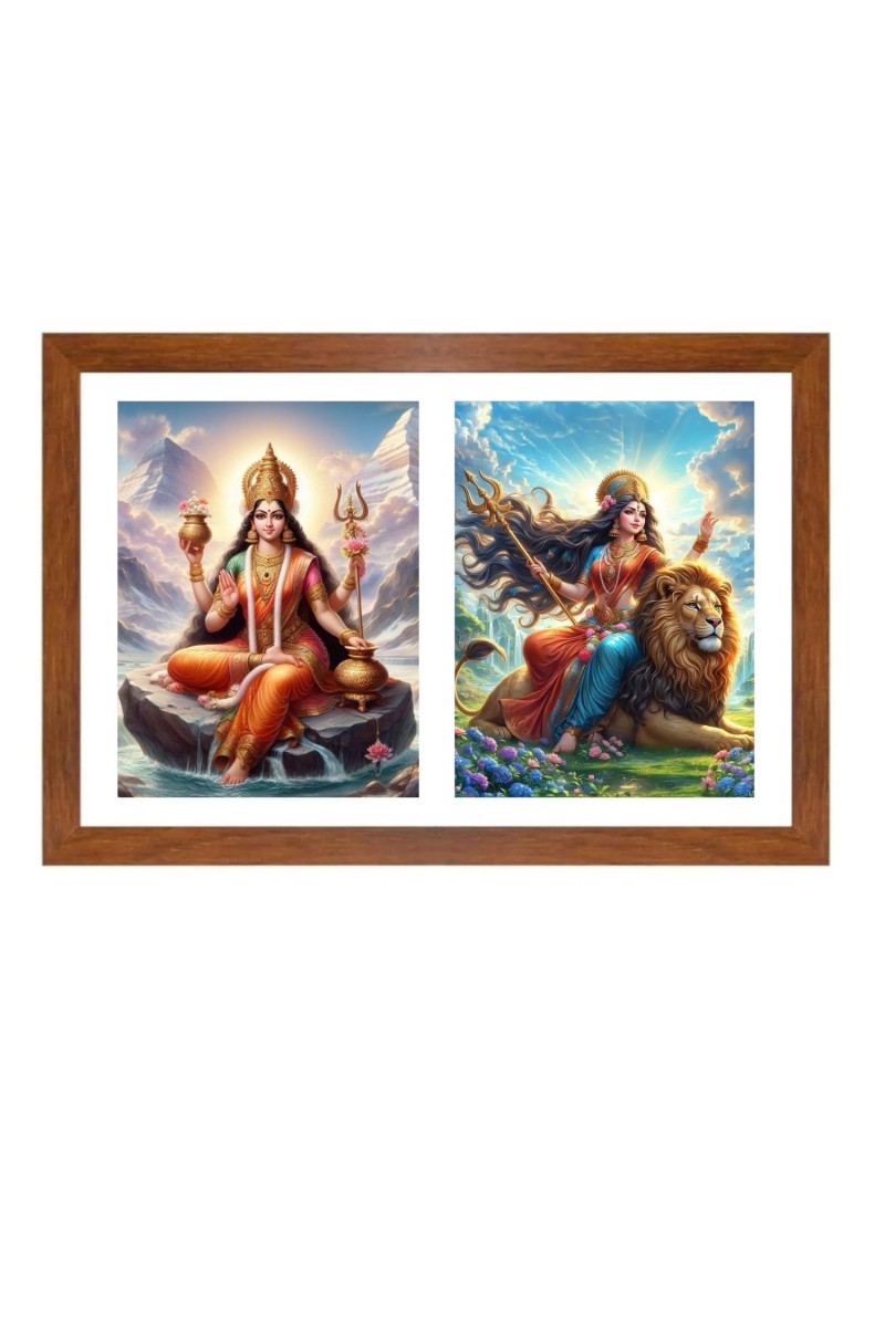 Parvathi and uma Photo Frame - 11x15Inches - Spiritual Artwork for Home Wall Decoration, Puja Room and Office Decoration and Gifting 