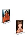 Car Desk/Table Top Sri Sri Pranabananda and Sri Babbaji  Acrylic T-Style Photo Stand - 2.5x3.5 Inches, Compact and Stylish Spiritual Display, easily change  2 photos ( Pack of 1 )