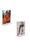 Car Desk/Table Top Sri Sri Pranabananda and Sri Sri Yogadananda  Acrylic T-Style Photo Stand - 2.5x3.5 Inches, Compact and Stylish Spiritual Display, easily change  2 photos ( Pack of 1 )