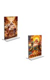 Car Desk/Table Top Laughing Buddha  Acrylic T-Style Photo Stand - 2.5x3.5 Inches, Compact and Stylish Spiritual Display, easily change  2 photos ( Pack of 1 )