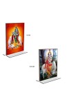 Car Desk/Table Top Sri Krishna With Cow  Acrylic T-Style Photo Stand - 2.5x3.5 Inches, Compact and Stylish Spiritual Display, easily change  2 photos ( Pack of 1 )