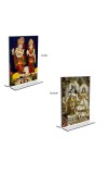 Car Desk/Table Top Sri Krishna and Sri Radha  Acrylic T-Style Photo Stand - 2.5x3.5 Inches, Compact and Stylish Spiritual Display, easily change  2 photos ( Pack of 1 )