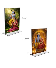 Car Desk/Table Top Sri Krishna and Sri Radha Acrylic T-Style Photo Stand - 2.5x3.5 Inches, Compact and Stylish Spiritual Display, easily change 2 photos ( Pack of 1 ) Car Desk/Table Top Sri Krishna and Sri Radha Acrylic T-Style Photo Stand - 2.5x3.5 Inches, Compact and Stylish Spiritual Display, easily change 2 photos ( Pack of 1 )