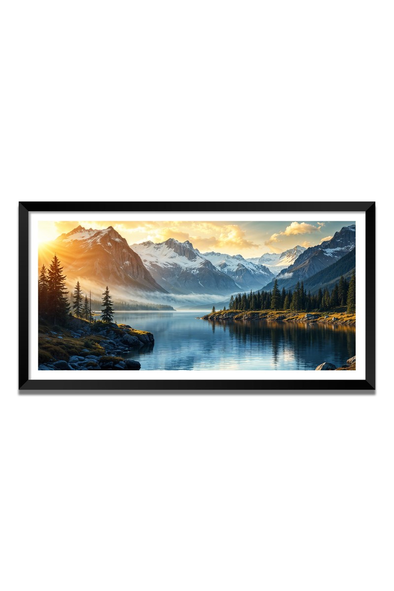 Nature Landscape Floating Frame Scenery Digital Print - 12x24 inch Modern Nature Wall Art for Living Room, Bedroom, Office, Hotels, Drawing Room