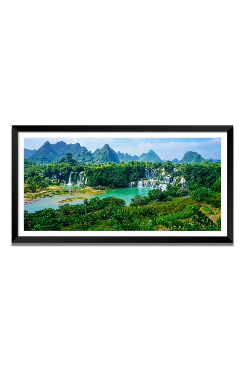 Nature Landscape Floating Frame Scenery Digital Print - 12x24 inch Modern Nature Wall Art for Living Room, Bedroom, Office, Hotels, Drawing Room