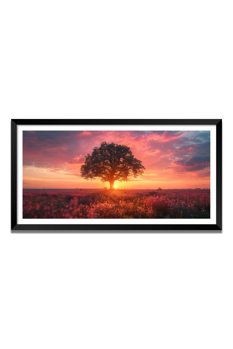 Nature Landscape Floating Frame Scenery Digital Print - 12x24 inch Modern Nature Wall Art for Living Room, Bedroom, Office, Hotels, Drawing Room