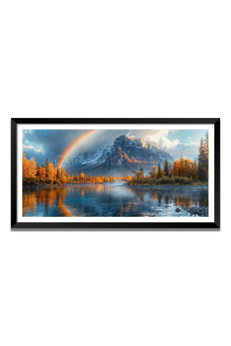Nature Landscape Floating Frame Scenery Digital Print - 12x24 inch Modern Nature Wall Art for Living Room, Bedroom, Office, Hotels, Drawing Room