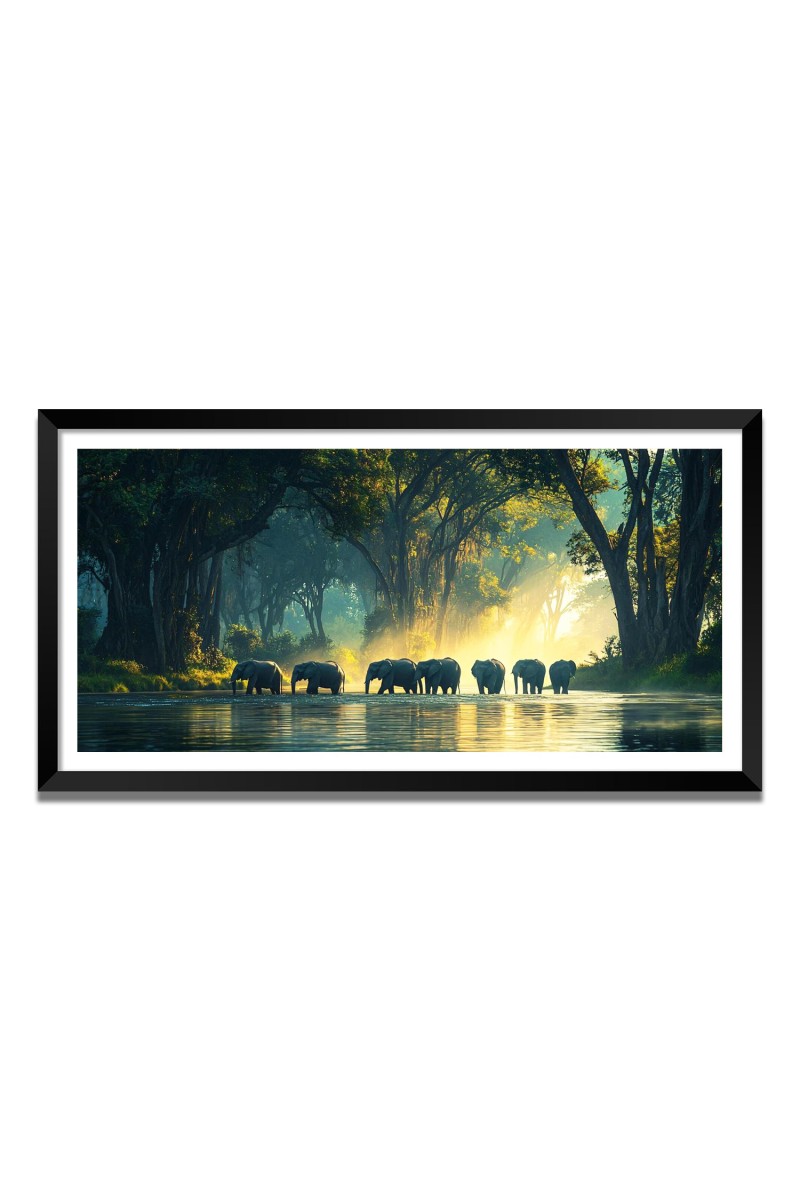 Nature Landscape Floating Frame Scenery Digital Print - 12x24 inch Modern Nature Wall Art for Living Room, Bedroom, Office, Hotels, Drawing Room