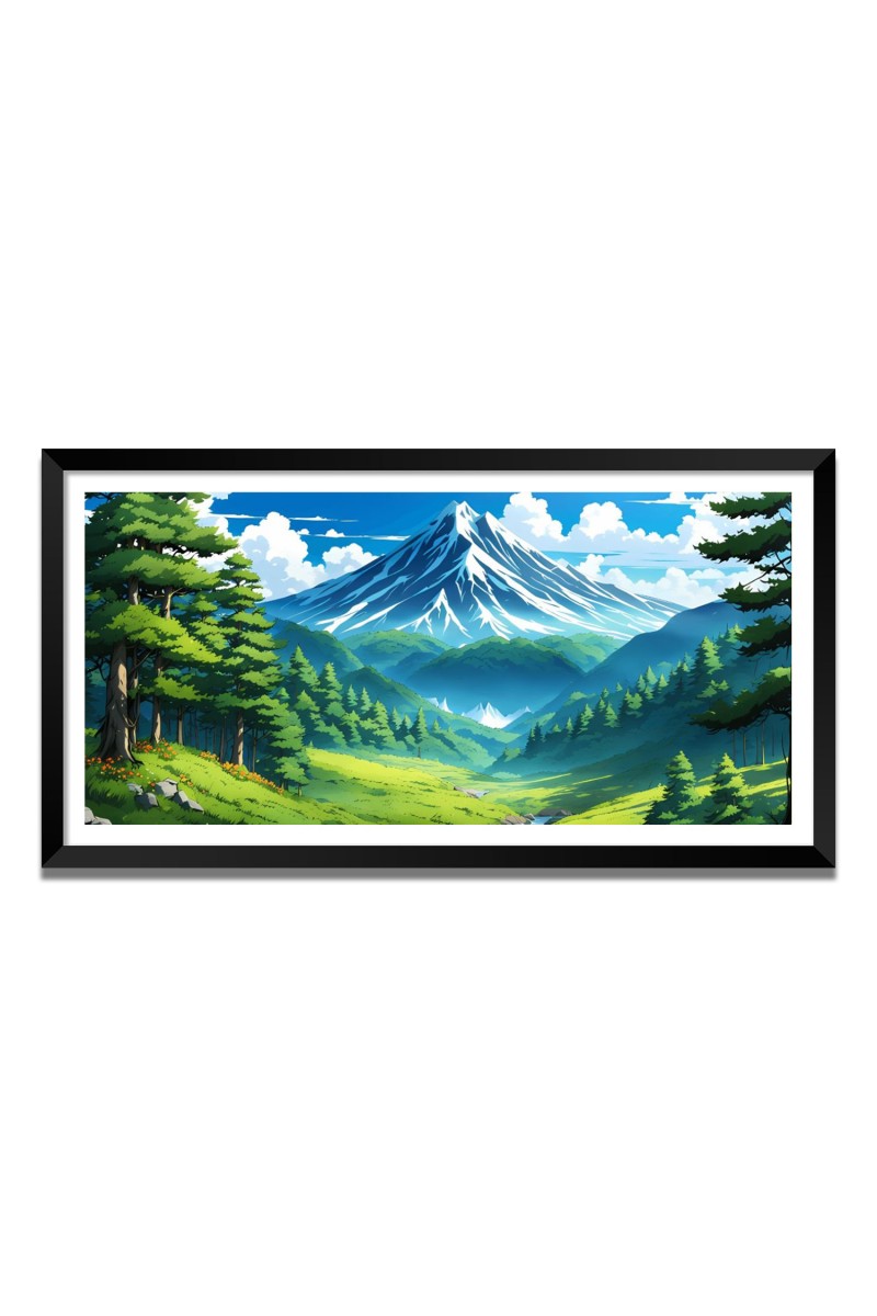 Nature Landscape Floating Frame Scenery Digital Print - 12x24 inch Modern Nature Wall Art for Living Room, Bedroom, Office, Hotels, Drawing Room