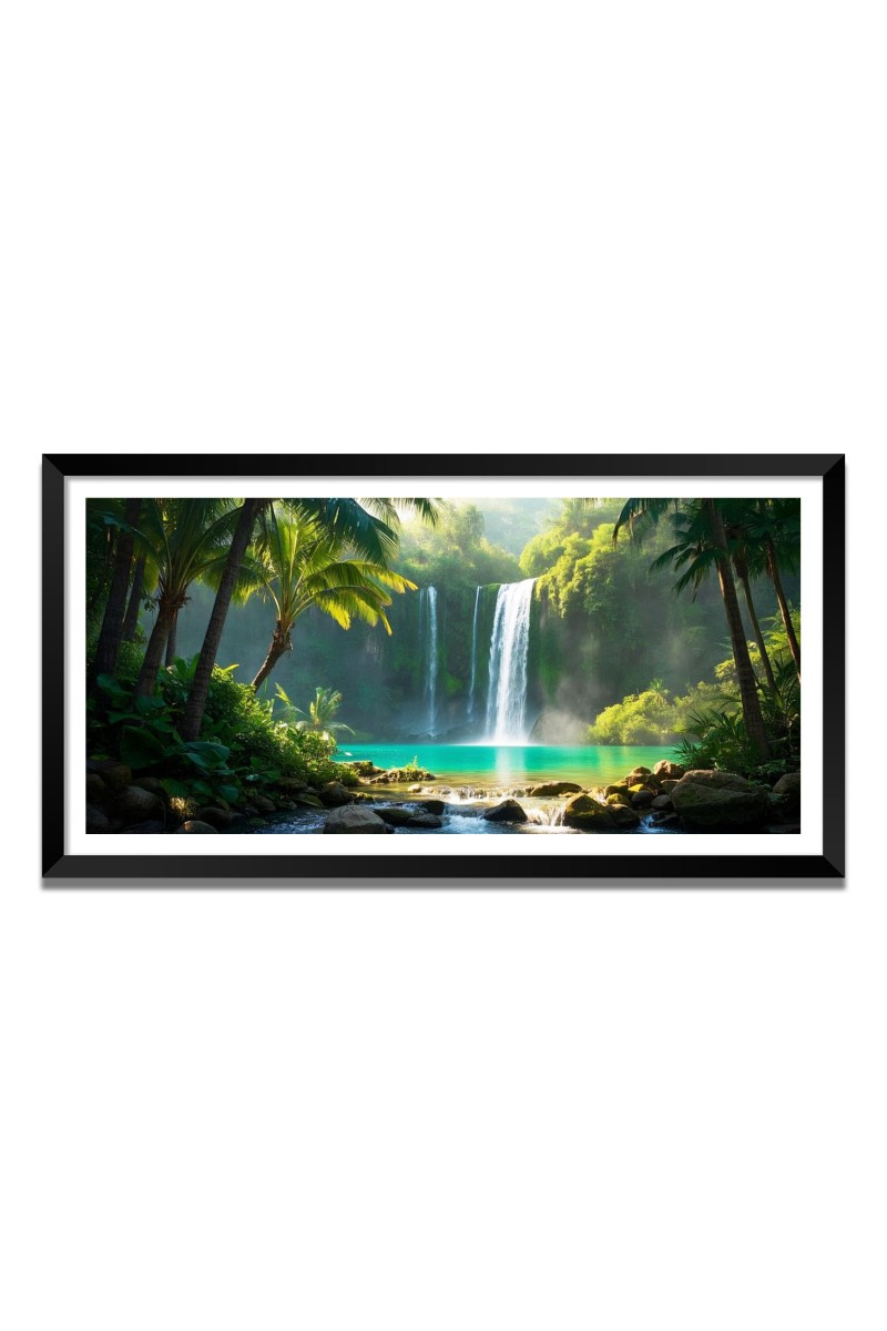 Nature Landscape Floating Frame Scenery Digital Print - 12x24 inch Modern Nature Wall Art for Living Room, Bedroom, Office, Hotels, Drawing Room