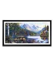 Nature Landscape Floating Frame Scenery Digital Print - 12x24 inch Modern Nature Wall Art for Living Room, Bedroom, Office, Hotels, Drawing Room