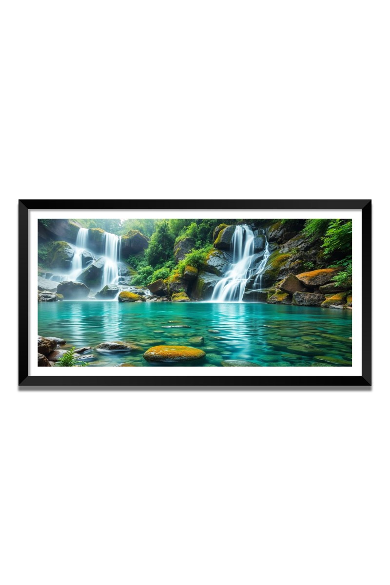 Nature Landscape Floating Frame Scenery Digital Print - 12x24 inch Modern Nature Wall Art for Living Room, Bedroom, Office, Hotels, Drawing Room