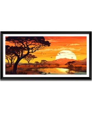 Nature Landscape Floating Frame Scenery Digital Print - 12x24 inch Modern Nature Wall Art for Living Room, Bedroom, Office, Hotels, Drawing Room