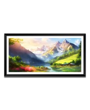 Nature Landscape Floating Frame Scenery Digital Print - 12x24 inch Modern Nature Wall Art for Living Room, Bedroom, Office, Hotels, Drawing Room