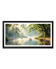 Nature Landscape Floating Frame Scenery Digital Print - 12x24 inch Modern Nature Wall Art for Living Room, Bedroom, Office, Hotels, Drawing Room