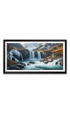 Nature Landscape Floating Frame Scenery Digital Print - 12x24 inch Modern Nature Wall Art for Living Room, Bedroom, Office, Hotels, Drawing Room