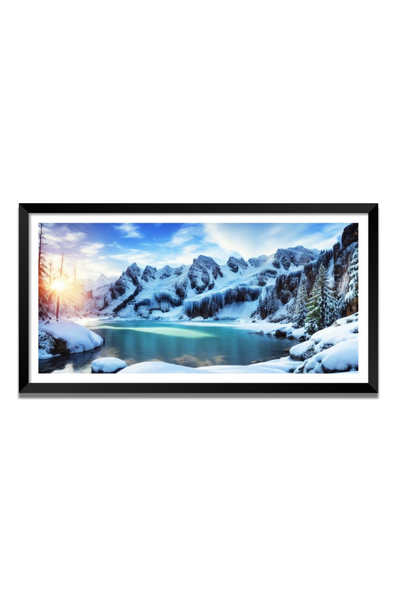Nature Landscape Floating Frame Scenery Digital Print - 12x24 inch Modern Nature Wall Art for Living Room, Bedroom, Office, Hotels, Drawing Room