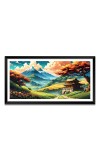 Nature Landscape Floating Frame Scenery Digital Print - 12x24 inch Modern Nature Wall Art for Living Room, Bedroom, Office, Hotels, Drawing Room