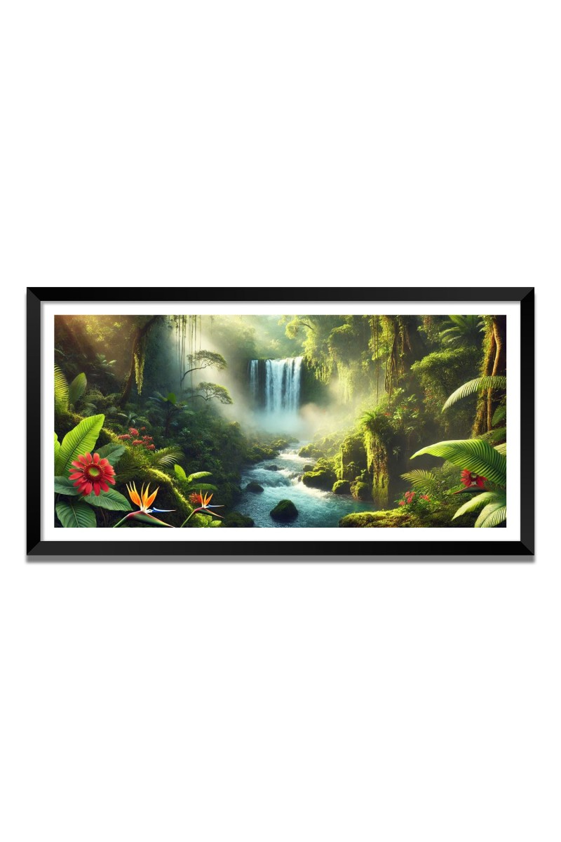 Nature Landscape Floating Frame Scenery Digital Print - 12x24 inch Modern Nature Wall Art for Living Room, Bedroom, Office, Hotels, Drawing Room