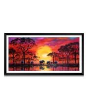 Nature Landscape Floating Frame Scenery Digital Print - 12x24 inch Modern Nature Wall Art for Living Room, Bedroom, Office, Hotels, Drawing Room