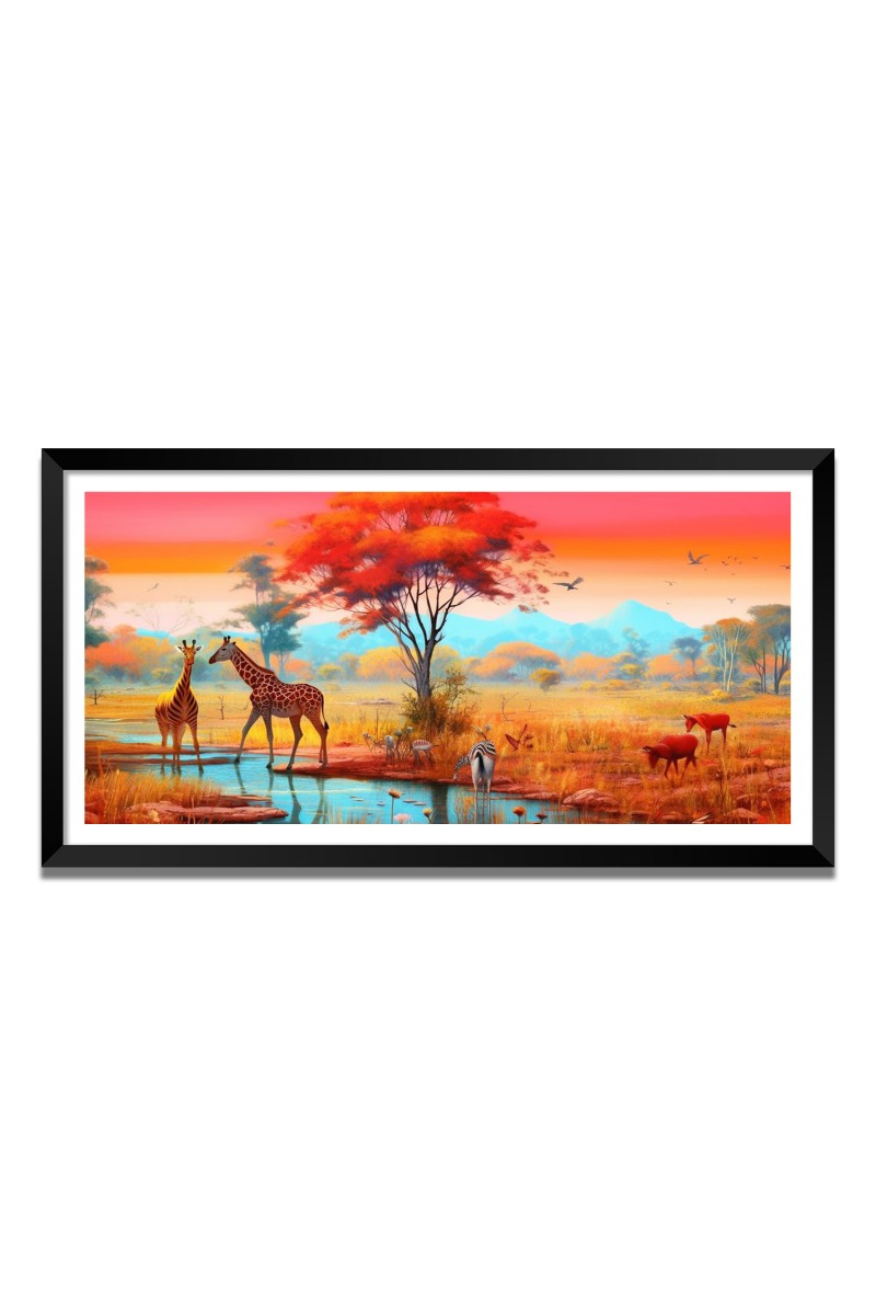 Nature Landscape Floating Frame Scenery Digital Print - 12x24 inch Modern Nature Wall Art for Living Room, Bedroom, Office, Hotels, Drawing Room