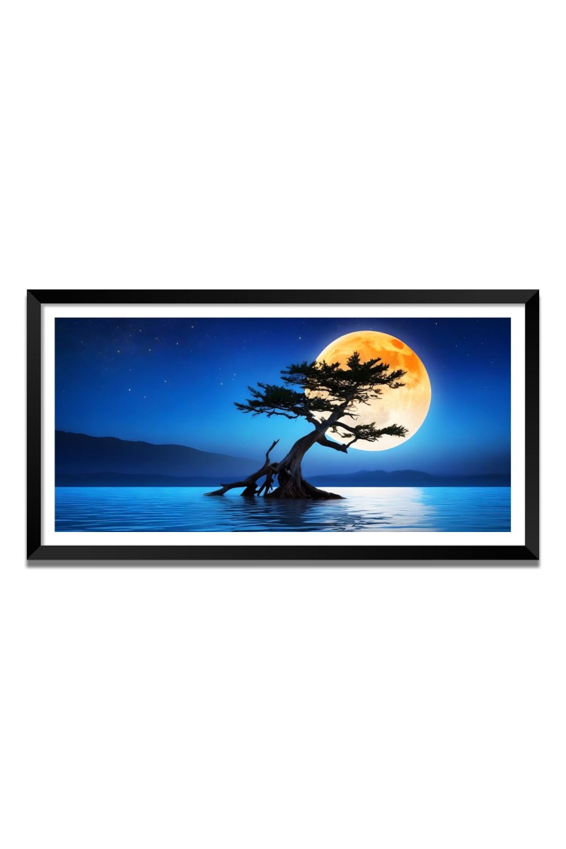 Nature Landscape Floating Frame Scenery Digital Print - 12x24 inch Modern Nature Wall Art for Living Room, Bedroom, Office, Hotels, Drawing Room