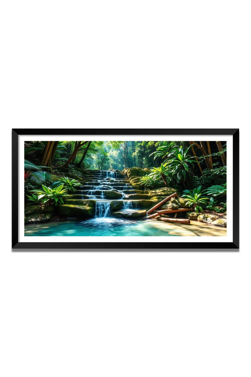 Nature Landscape Floating Frame Scenery Digital Print - 12x24 inch Modern Nature Wall Art for Living Room, Bedroom, Office, Hotels, Drawing Room