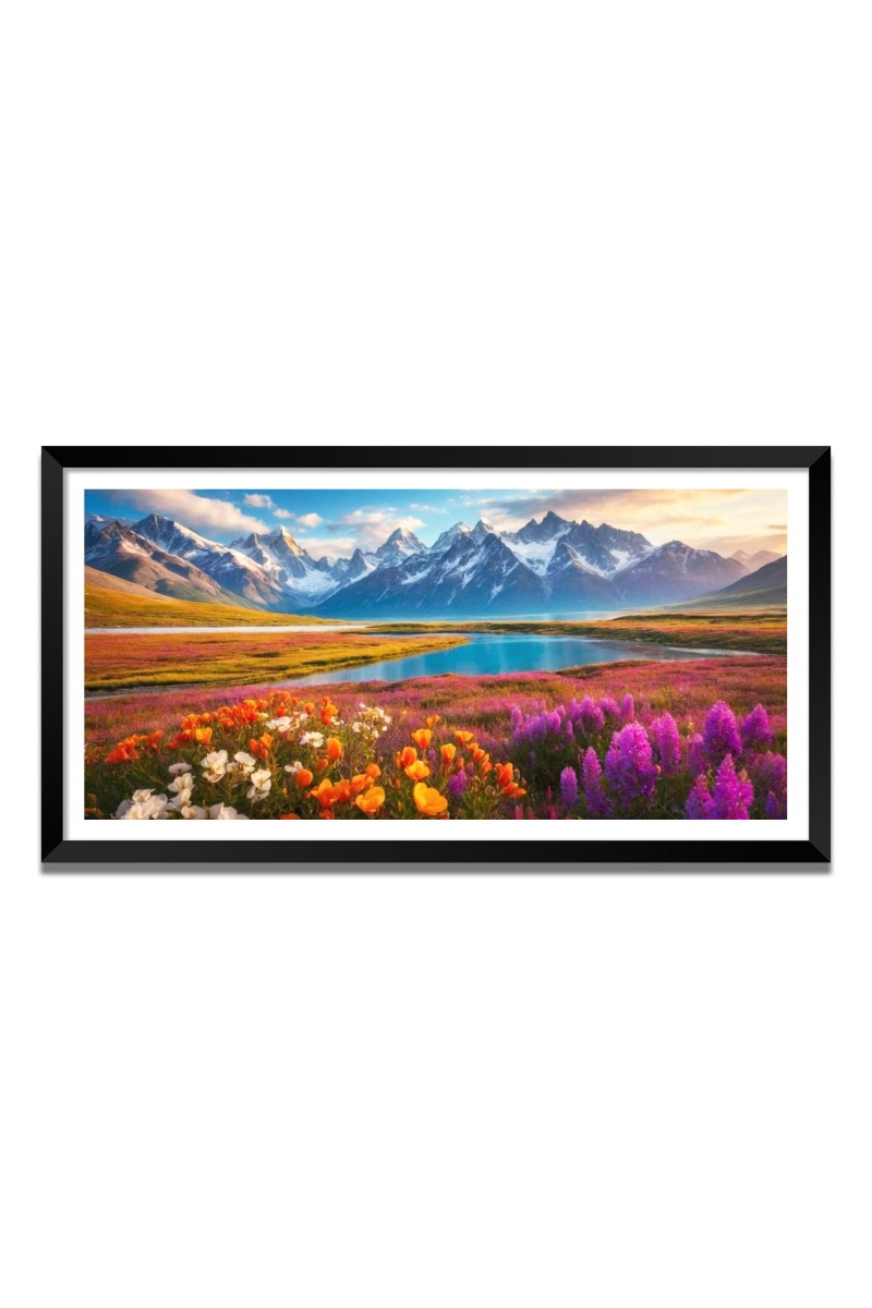 Nature Landscape Floating Frame Scenery Digital Print - 12x24 inch Modern Nature Wall Art for Living Room, Bedroom, Office, Hotels, Drawing Room