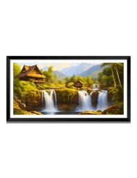 Nature Landscape Floating Frame Scenery Digital Print - 12x24 inch Modern Nature Wall Art for Living Room, Bedroom, Office, Hotels, Drawing Room