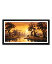 Nature Landscape Floating Frame Scenery Digital Print - 12x24 inch Modern Nature Wall Art for Living Room, Bedroom, Office, Hotels, Drawing Room