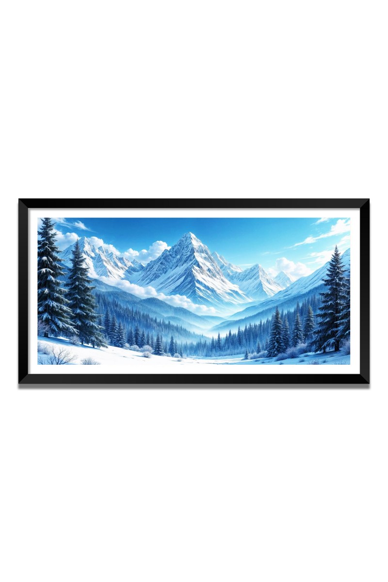 Nature Landscape Floating Frame Scenery Digital Print - 12x24 inch Modern Nature Wall Art for Living Room, Bedroom, Office, Hotels, Drawing Room