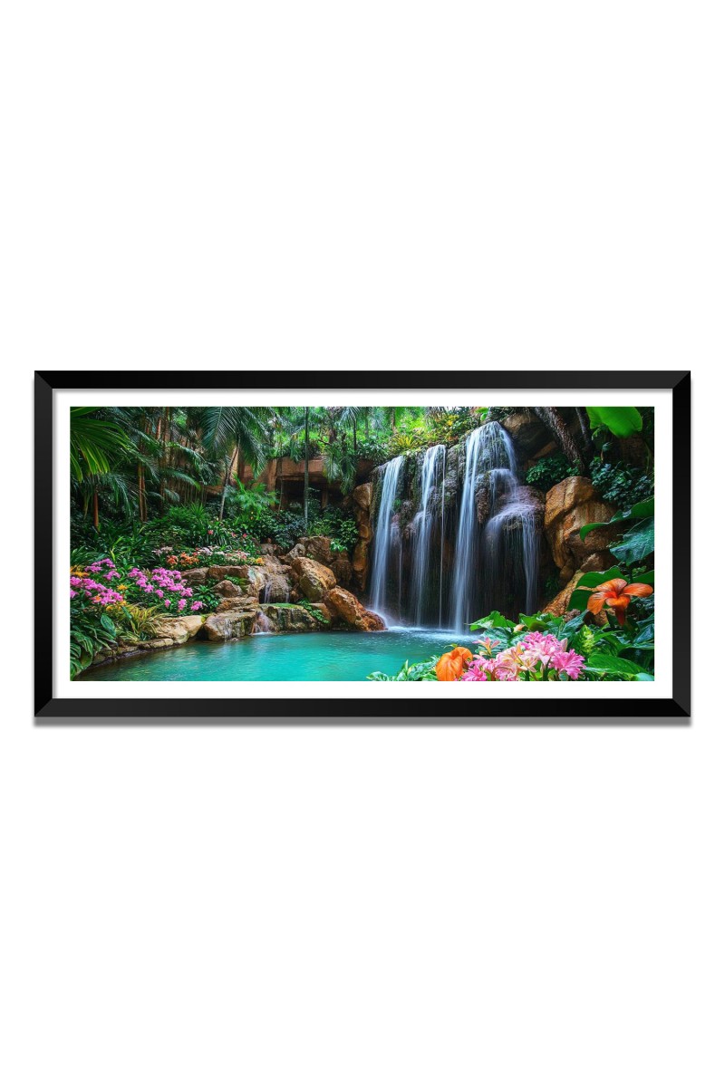 Nature Landscape Floating Frame Scenery Digital Print - 12x24 inch Modern Nature Wall Art for Living Room, Bedroom, Office, Hotels, Drawing Room