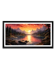 Nature Landscape Floating Frame Scenery Digital Print - 12x24 inch Modern Nature Wall Art for Living Room, Bedroom, Office, Hotels, Drawing Room