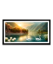 Nature Landscape Floating Frame Scenery Digital Print - 12x24 inch Modern Nature Wall Art for Living Room, Bedroom, Office, Hotels, Drawing Room